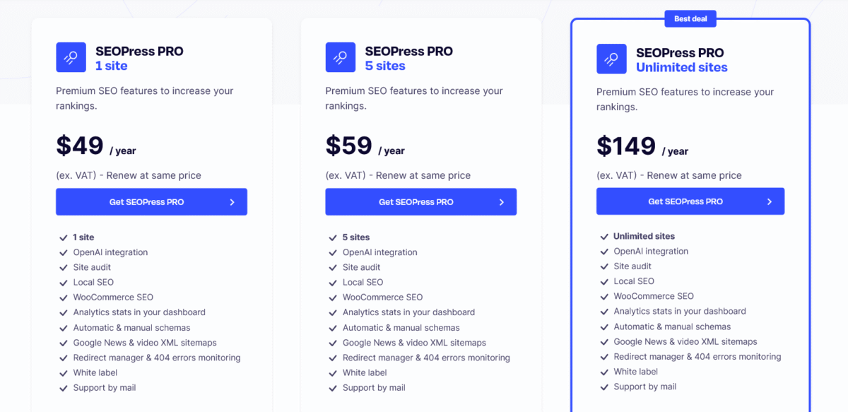 SEOPress Pricing