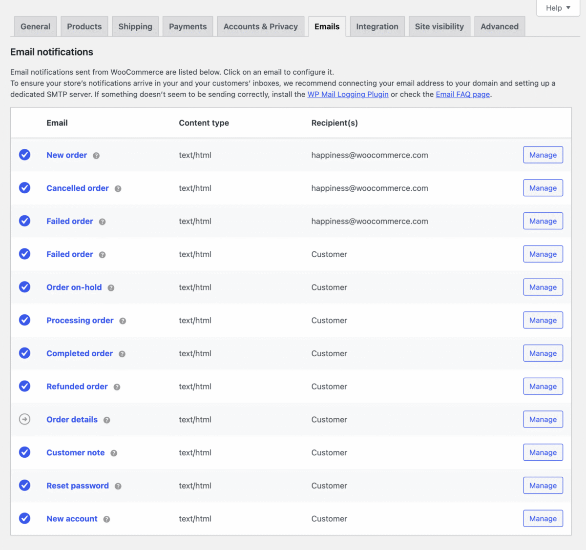 WooCommerce Email Configurations Setup