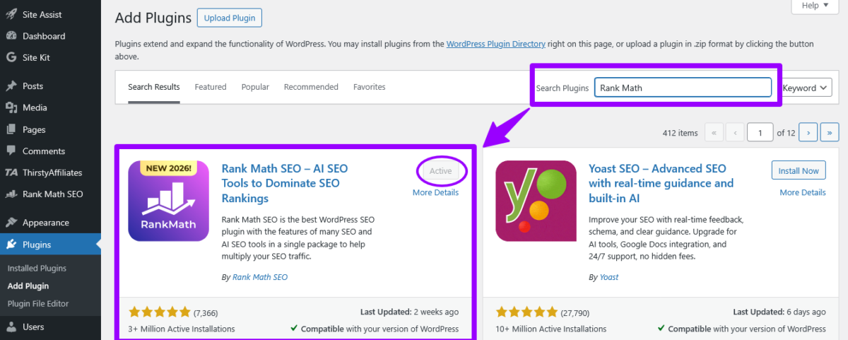 Rank Math Installation