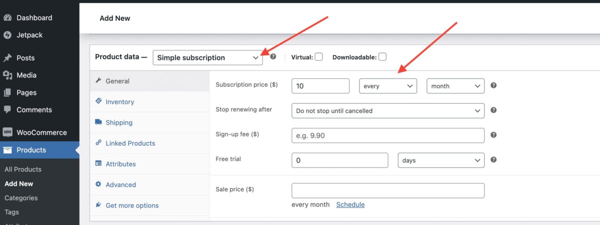 Creating WooCommerce Subscription