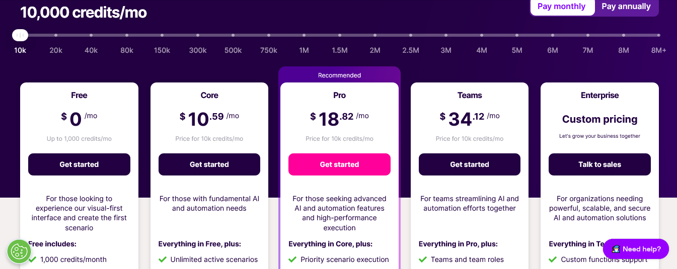 Make.com Pricing
