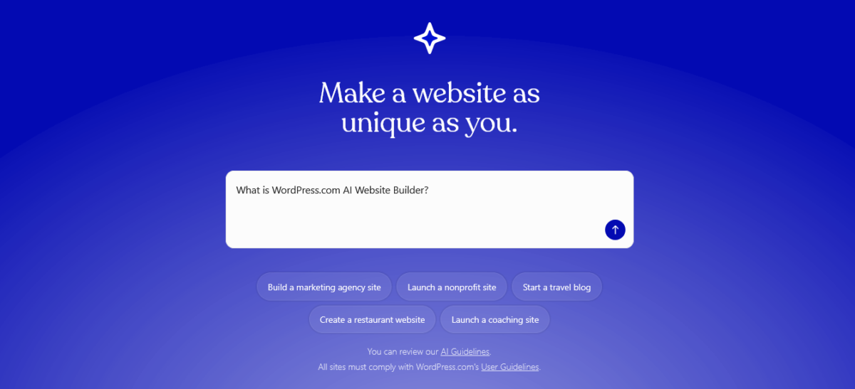 WordPress.com AI Website Builder
