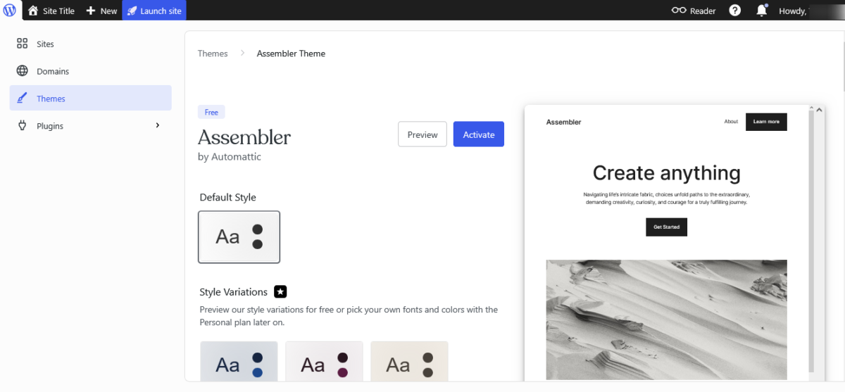 WordPress.com Assembler Theme