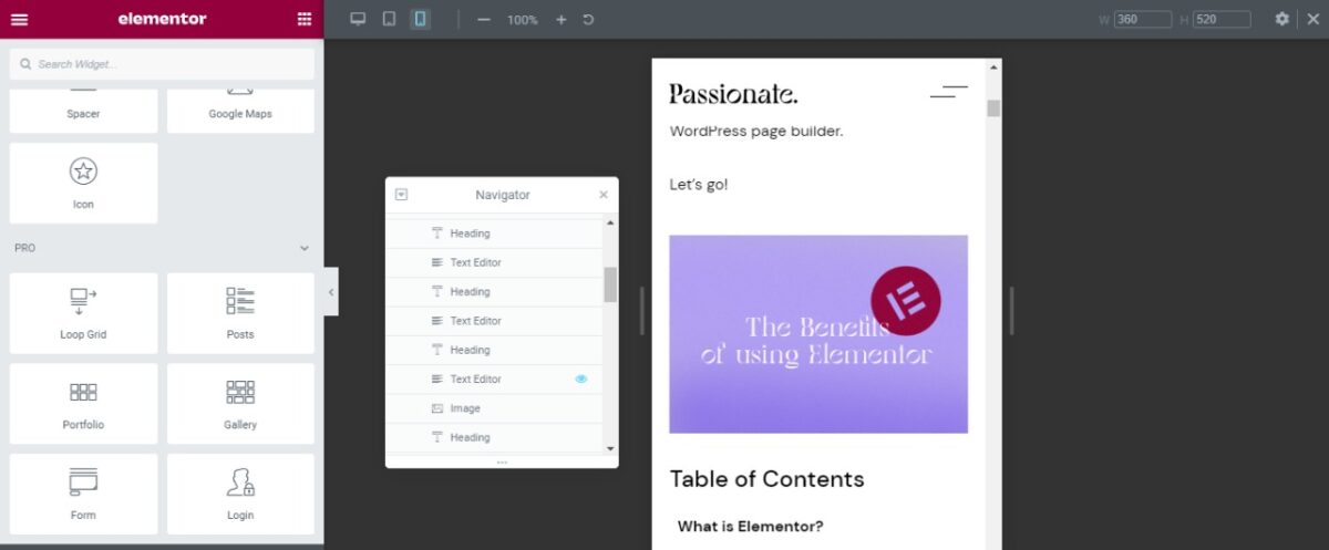 Elementor User Interface