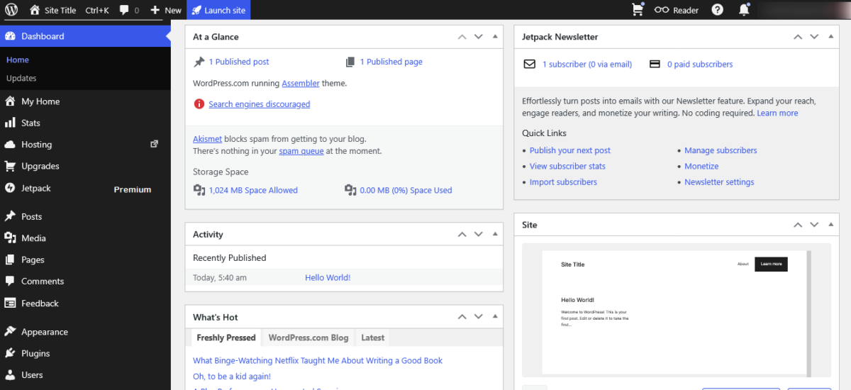 WordPress.com Dashboard