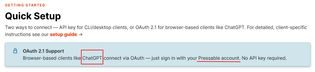 ChatGPT OAuth for Pressable MCP